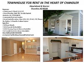 Freshly Painted 2 BR, 1.5 BA Townhouse in The Heart of Chandler  in Chandler, AZ