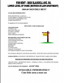 Cute 2 Bedroom Lower Level of Home with All Utilities Paid in Minneapolis, MN (Photo 2 of 2)